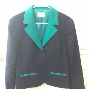 Miss Pendleton 4 button blazer vintage blue & teal size 12